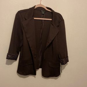 New Robert Louis Chocolate Polka Dot Button up Blazer
